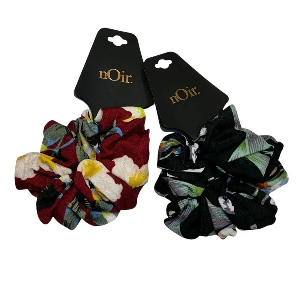 New Noir floral fabric hair scrunchies